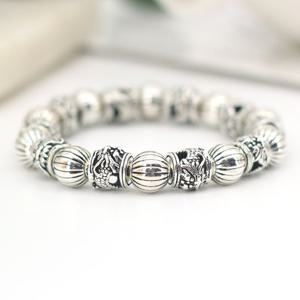 SG083-실버 925 볼 10mm 용 남자 여자 커플 원석 염주 은 팔찌