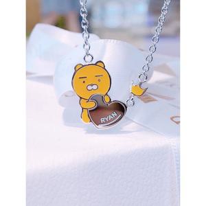 [카카오 프렌즈]미니골드 실버 라이언 하트 키즈목걸이 NLKS1162