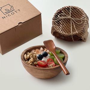 [쇼핑백증정] 니코트 우드 홈카페 요거트볼+스푼 선물세트 4P