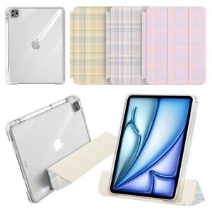 아이패드에어6 7세대 13 (M2/M3) 세로거치 분리형 체크 슬라이드 투명 커버 케이스 IO-36