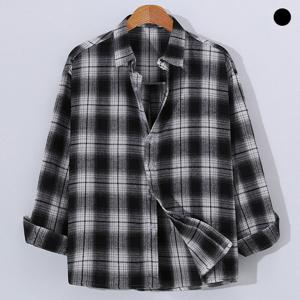 [후앙스] 루즈핏 하이틴 블랙 체크 셔츠 HKST3005