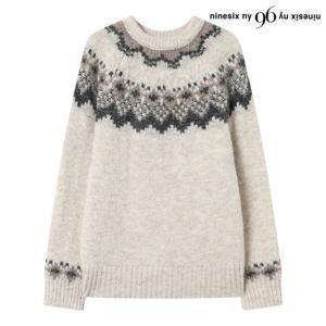 [나인식스뉴욕]지그재그 패턴 라운드넥 긴팔 니트 (NP4KT041L0)