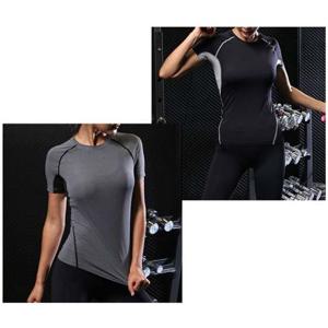 요가반팔티셔츠 여자 요가셔츠 스판 줄무늬 반팔 운동티셔츠 요가상의