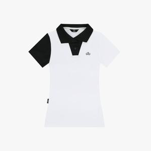 드루 여성 단작변형 배색 반팔 티셔츠 DF42ST03_WHITE