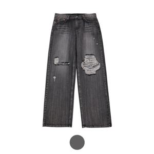 [모로엠] 언발란스 찢청 세미와이드 데님팬츠 UP-JEA-8067