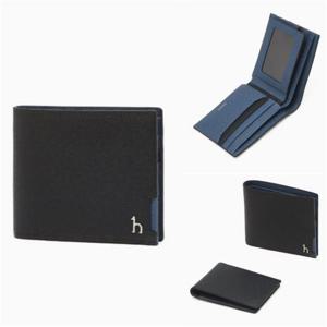 [헤지스ACC] 네이비 배색포인트 소가죽 슬림 반지갑 HJWA5F381N3