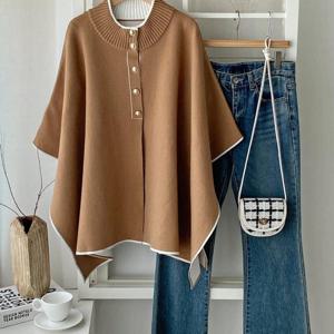 옷자락 / 여성 키치무드 비스코스 가오리넥 망토 가디건