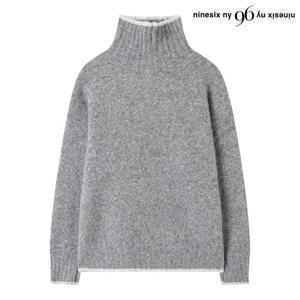 [나인식스뉴욕]터틀넥 배색 라인 루즈핏 긴팔 니트 (NP4KT042L0)
