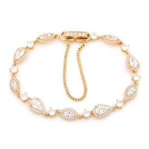 14K GP 블링 물방울 큐빅 체인 골드 패션 팔찌