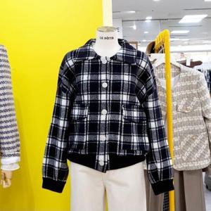 르피타 DP01 스탠카라 체크 니트 자켓 L244UJKB51