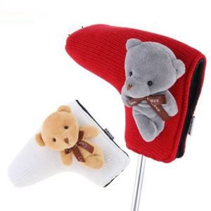 곰돌이 인형 블레이드 일자형 니트 골프 퍼터 커버