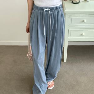 샵앤) 여성 허리밴딩 여름 찰랑 핀턱 와이드핏 팬츠 21DS-WPT-4626-연청