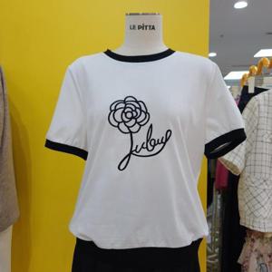 르피타 DP01 투톤  장미레터링 티셔츠 L252BTS773