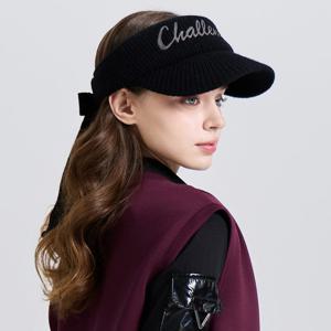 챌린저 여성 리본 디테일 램스울 니트 썬캡 블랙_CHE3WCP5782BK