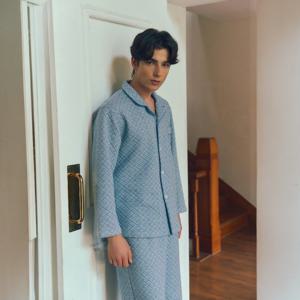 한겨울에도 따뜻하게 면 폴리 지그재그 패턴 남자 수면 잠옷 세트 WPA5486M