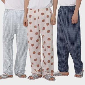 남성 남녀공용 포포면 9부 여름 잠옷 바지 파자마