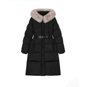 [올리브데올리브]폭스퍼 벨티드 슬림핏 롱 다운패딩 (OP5XM114-DG-EL)