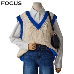 [포커스]배색 뜨개질 니트 베스트 (FW4J3VT3114)