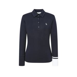 헤지스 골프 여성 25SS 네이비 여성 니트커프스 긴팔 카라 티셔츠 HWTS5A211N3