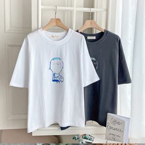 샵앤) 국산 여성 라운드넥 여름 반팔 면 티셔츠 FJ-WSH-4596-화이트