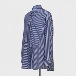 송지오 컬렉션 엠브로이드 바이어스 턱시도 셔츠 블루 SH5SH702BL