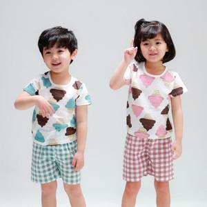 [알록달록]5부쟈가드반팔실내복(하프젤라또)유아아동 내복잠옷