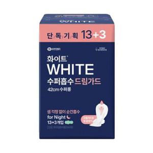 화이트 슈퍼롱 오버나이트 16입 1P 와이드 생리대 (WFG6DM8)