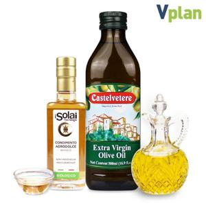 브이플랜 모데나 유기농 화이트 발사믹 식초 250ml+엑스트라버진 올리브오일 500ml