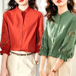 ★2종세트★[플로레센스]레이스자수펀칭블라우스2종