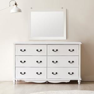 동서가구 EDF 화이트 3단 와이드 서랍장+거울 세트 DF902432