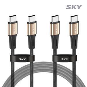 ★2개구성★ 스카이 비트 100W PD C to C타입 고강도 패브릭 초고속 충전 케이블 1.2M 2개입