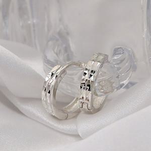 [메리그린] 925 SILVER 실버 더블 컷팅 링 귀걸이