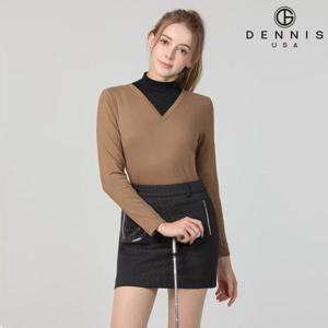 [데니스골프][DENNIS] 여성)폴리스판 양면기모 쁘띠카라 티셔츠_NAMFLTS059