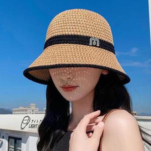 여성 라탄 M로고 라인 버킷햇 벙거지