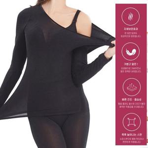 [마이핏]고탄력 얇은 스판 슬림 발열 보온내복 내의 상하세트