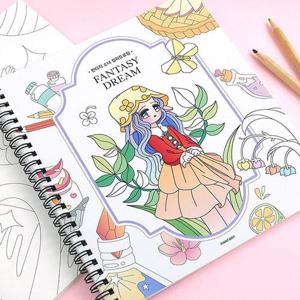 쉬운신색칠놀이 쉬운 컬러링 드로잉북 소녀 2P 성인 도안 색칠놀이