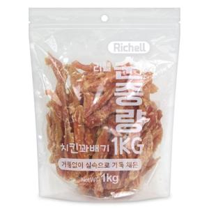 리첼 순중량 강아지간식 1kg, 치킨 꽈배기 1kg, 1개