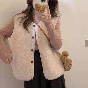 할매조끼 여성 루즈핏 양털 베스트 조끼 (WE8CC2B)