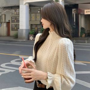 여성 겨울 가을 기모 레이스 시우 블라우스