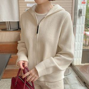 코코블랙 / 포켓 니트 후드 집업