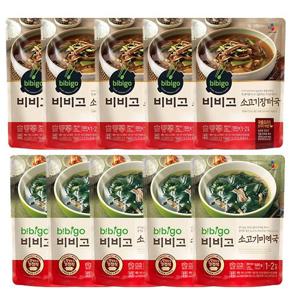 비비고 소고기장터국 500g x 5팩 + 미역국 500g x 5팩