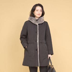 [애비뉴투지]엄마옷 퀸 전체 인조 퍼 숄카라 패딩 여성 겨울 하프 코트 J01303 50대 60대 중년여성