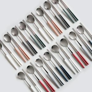 [국내생산] [1+1] 니코트 깔끔한 스텐 컬러 수저세트 8color