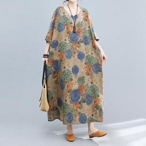 [쿠잉]여성 빅사이즈 롱 원피스 오버핏 엄마옷 / 중년원피스