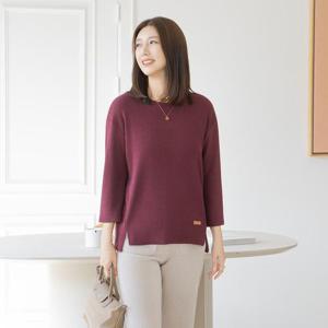 엄마옷 마담4060 레더라벨티셔츠-QTE2510053-