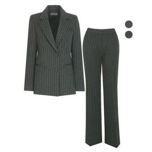 [비비드시크릿가너]SET 여성 겨울 슬림핏 스트라이프 정장자켓+팬츠 세트