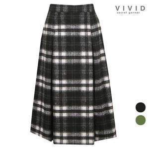 갤러리아_여성 체크무늬 겨울 정장 롱 울스커트