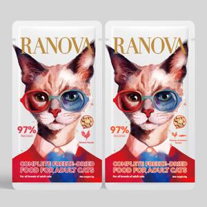 라노바 캣 동결건조 사료 고단백 생육 기호성 좋은 고양이 설사사료 8g 샘플 10개 묶음 (치킨/치킨&연어)