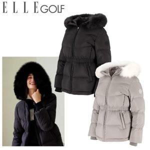 [엘르골프]여성 퍼 후드 중기장 헤비다운 패딩점퍼 6J82005_DJ