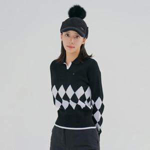 [레노마골프][본사공식] 여성 아가일 패턴 포인트 카라 니트 RWSPM7210-199